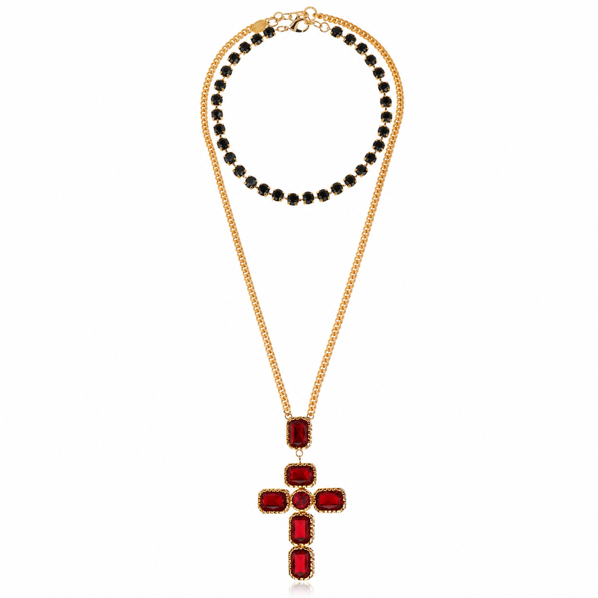 Divine Cross Necklace Ruby