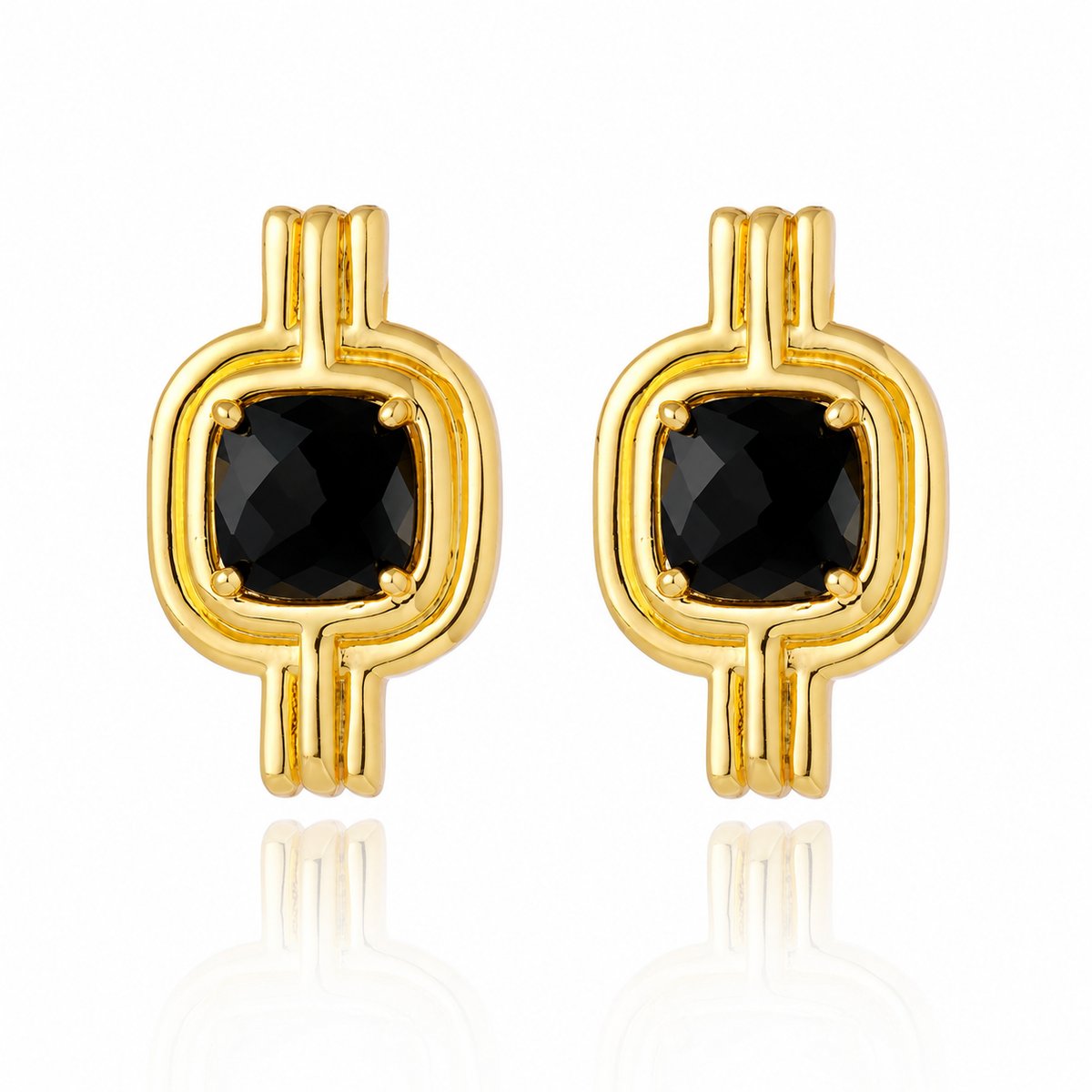 Linea Earring Black Crystal