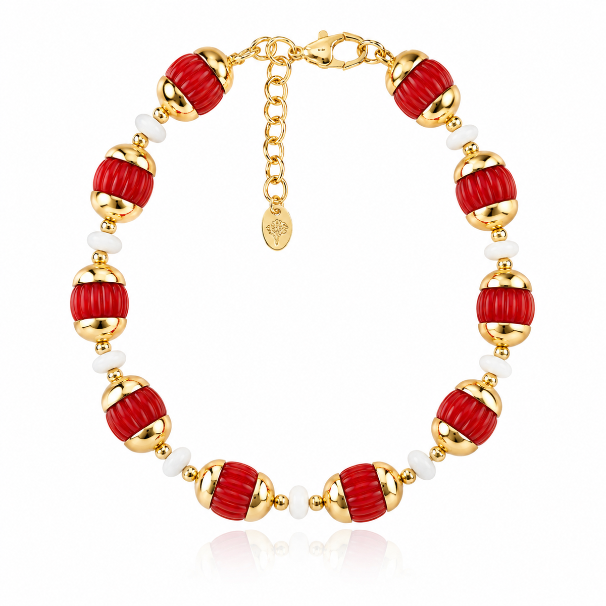 Zina Necklace Red and White