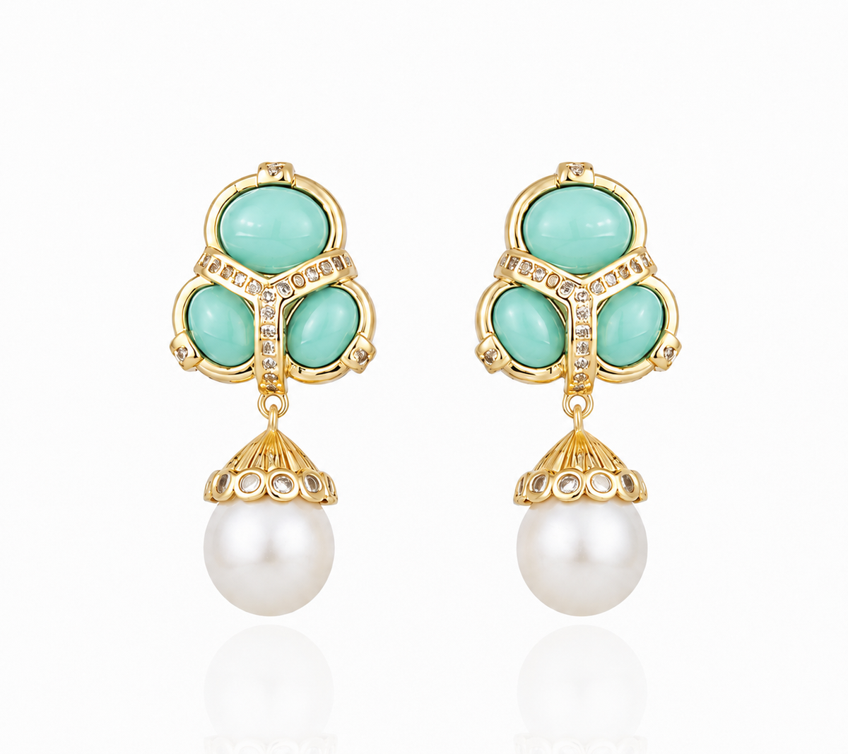 Martins Earring Aqua and Pearl