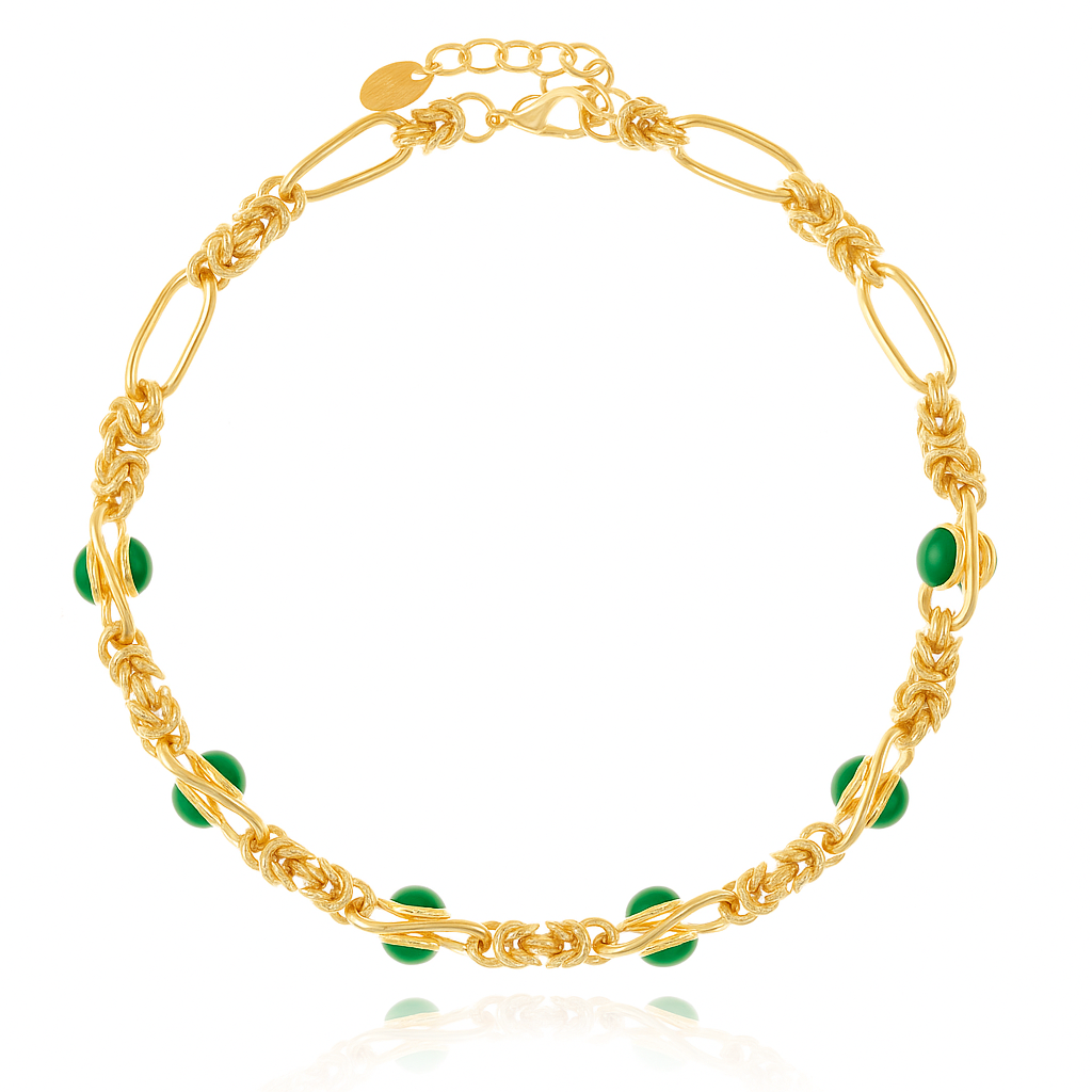 Lisanza Necklace Green Agate 18K Gold Plated