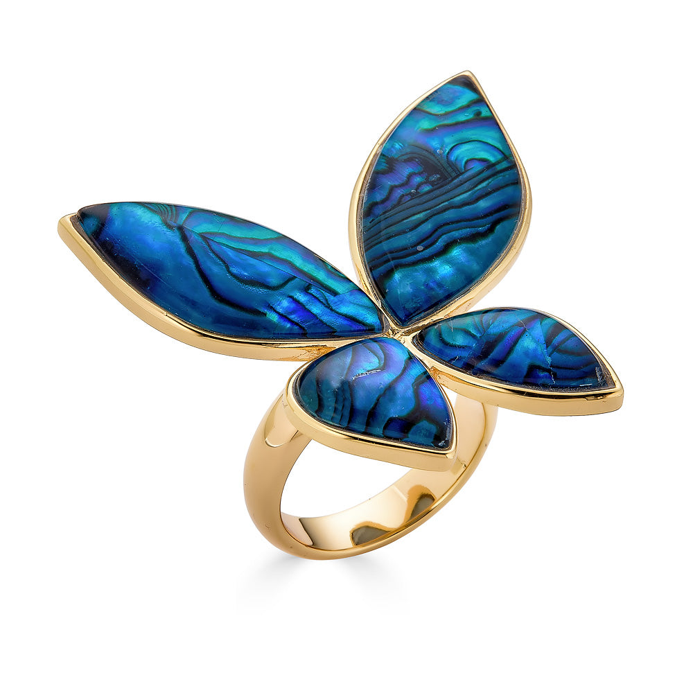 Sophia Ring - Blue Abalone 18k Gold Plated
