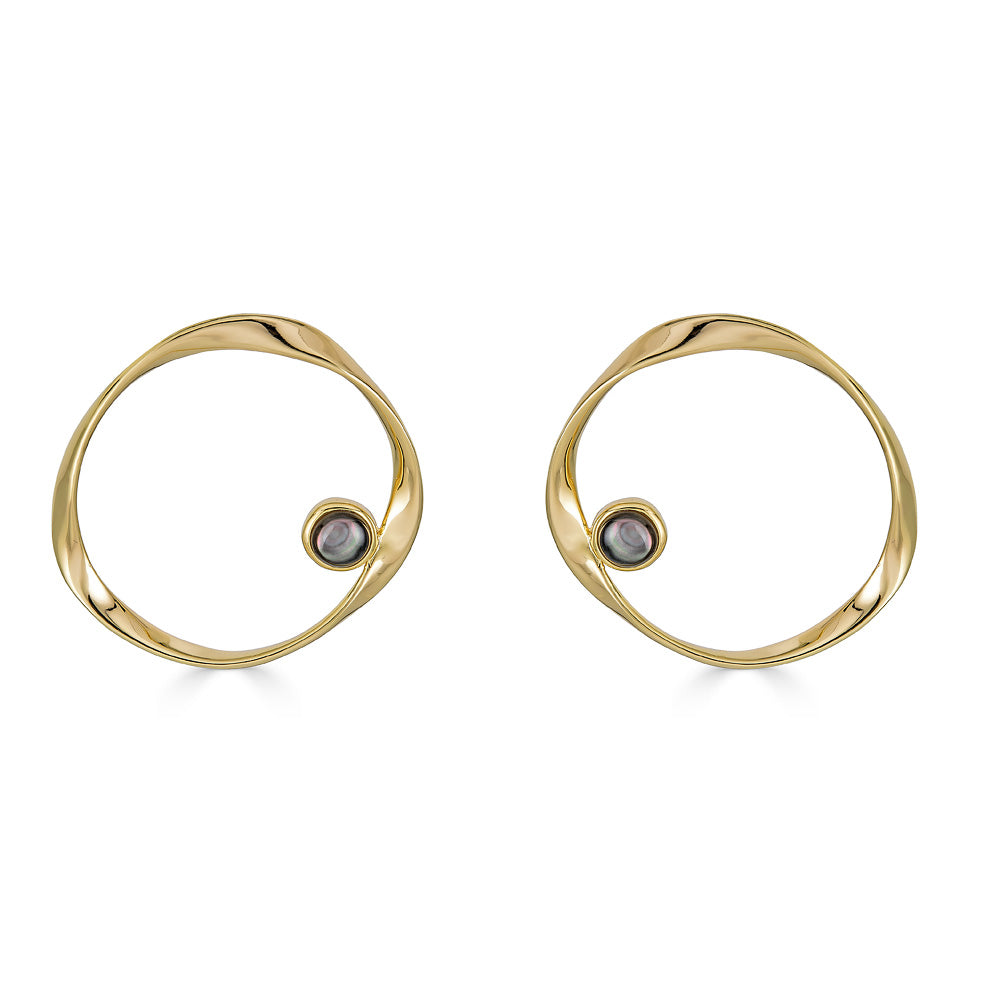 Gia Hoop - Black Mother of Pearl 18k Gold Plated