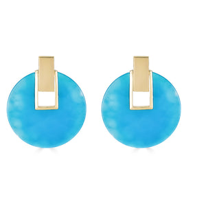 Charlotte Disc Earring - Blue Agate