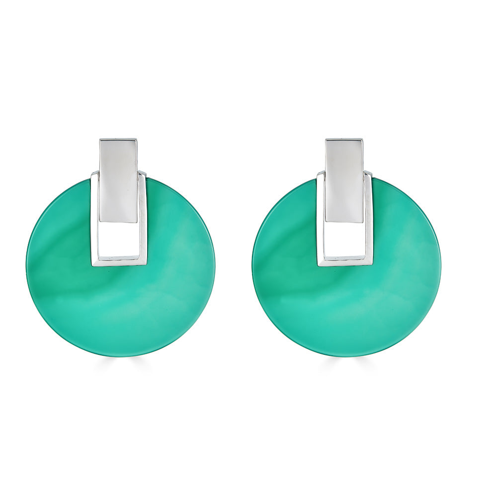 Charlotte Disc Earring - Green Agate