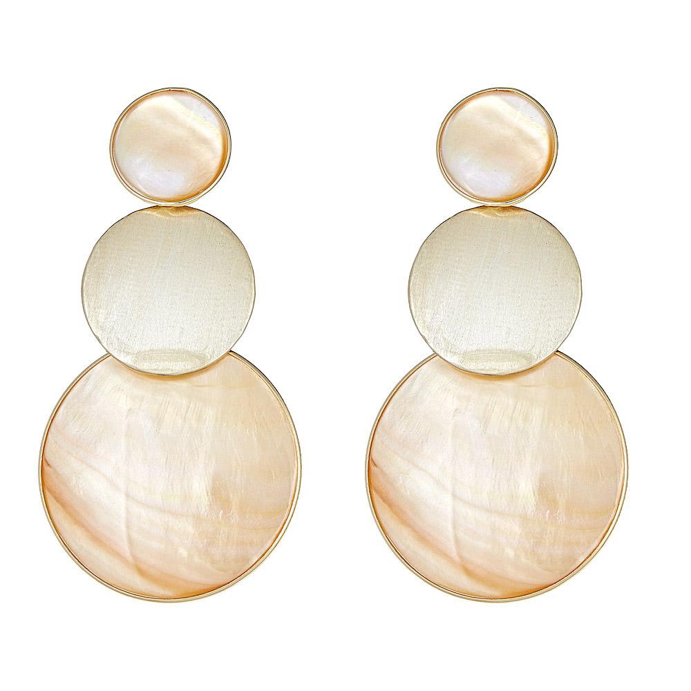 Pebble Stack Earring - Gold Mother of Pearl