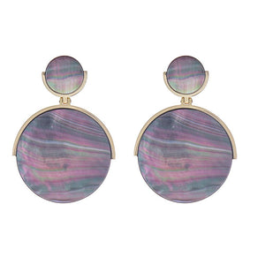 Mother of Pearl Disc Earring - Black Mop Abalone