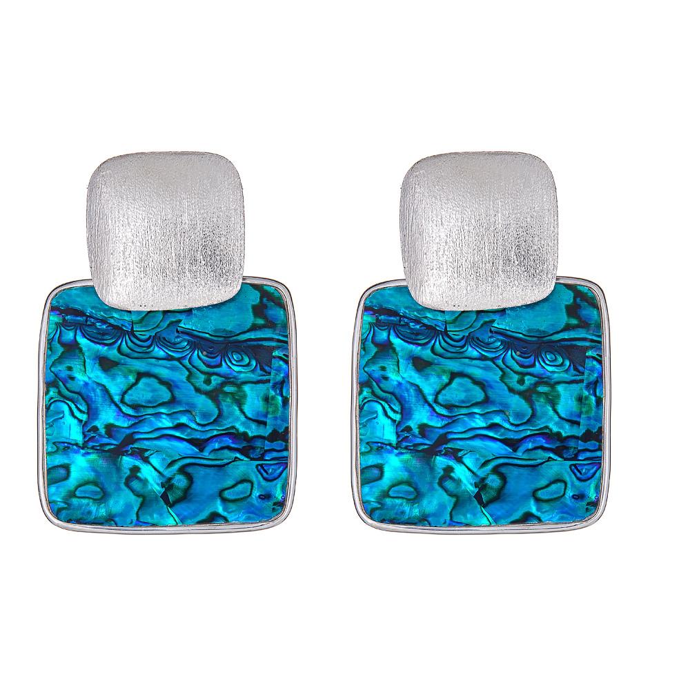 Mini Box Stacked Earring - Blue Abalone