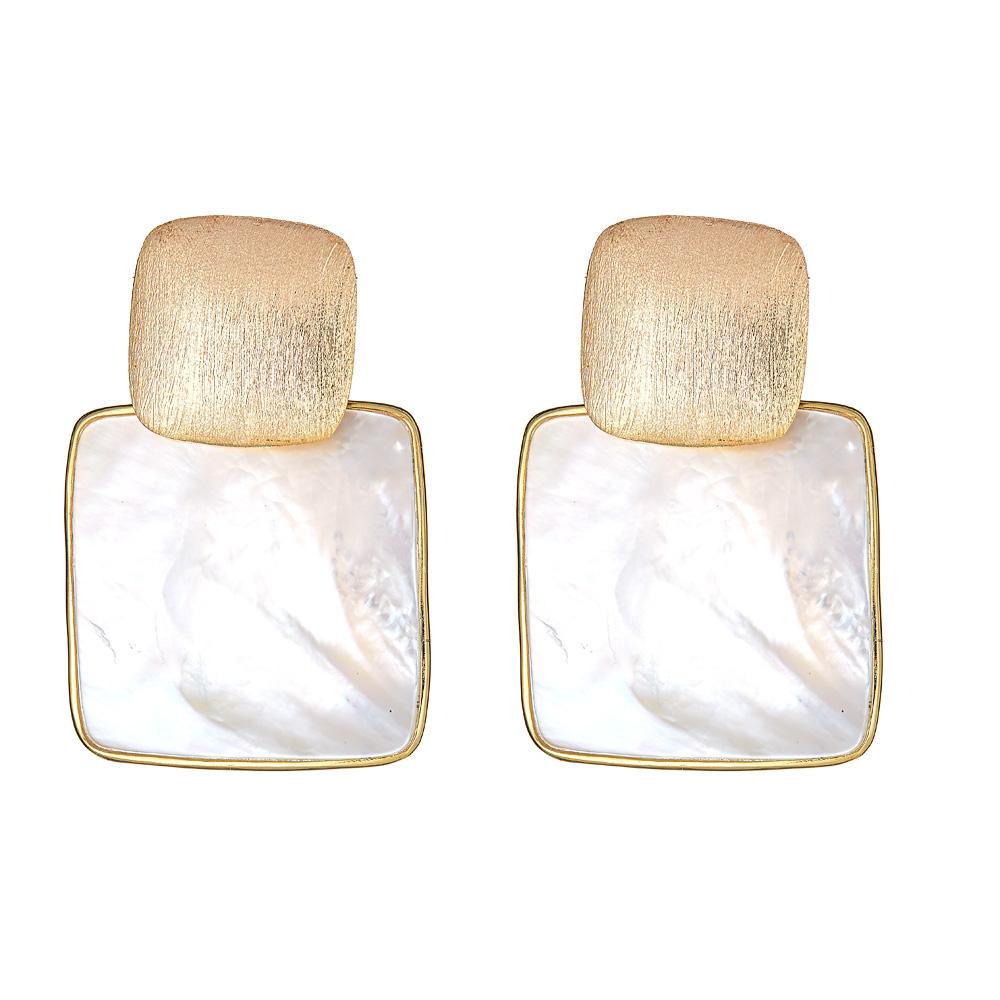 Mini Box Stacked Earring - White Mop Rhodium