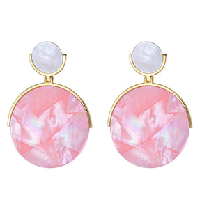 Mother of Pearl Disc Earring - Black Mop Abalone