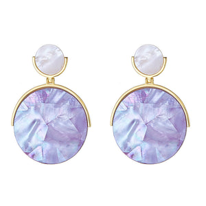 Mother of Pearl Disc Earring - Blue Mop Abalone