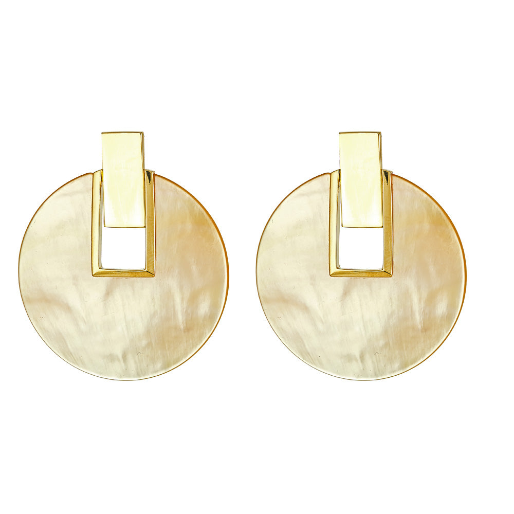 Charlotte Disc Earring - Gold Mother of Pearl
