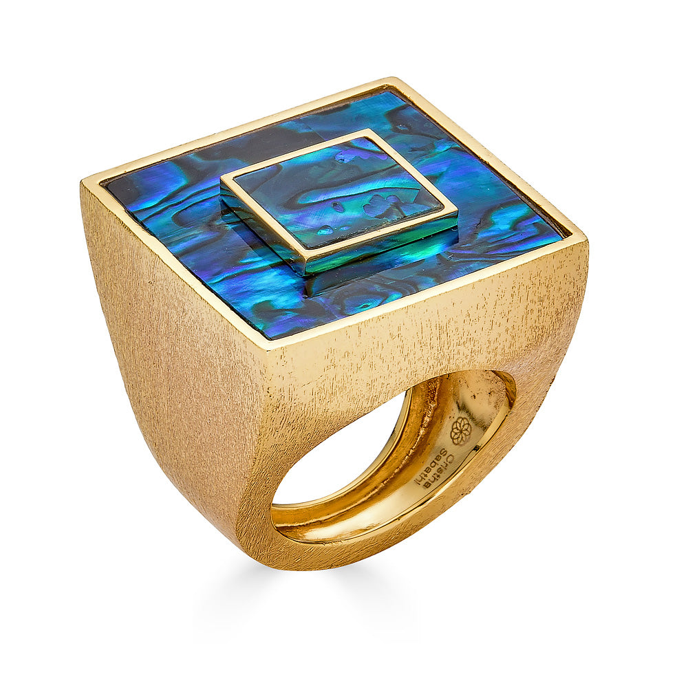 Porto Cervo Ring - Blue Mop Gold