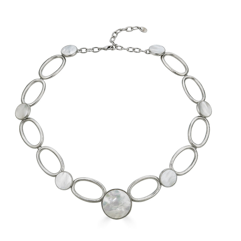 Maldives Necklace - White Mother of Pearl Rhodium