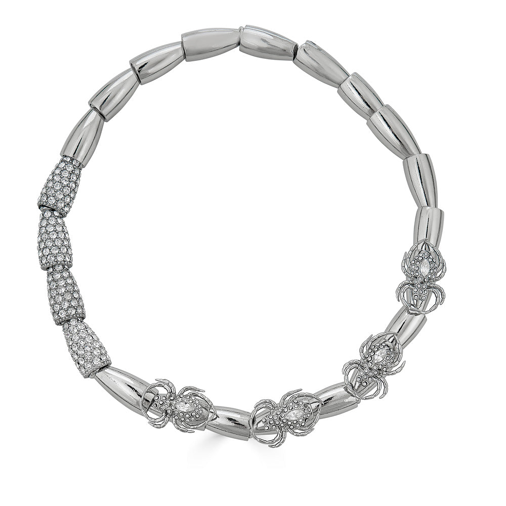 Spider Armor Stone Necklace - Silver