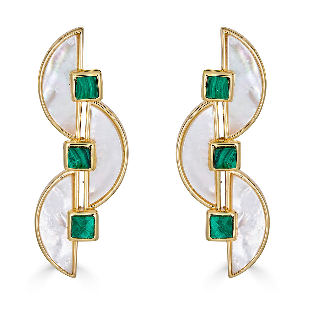 Connection Studs White Mother of Pearl &amp; Malachite