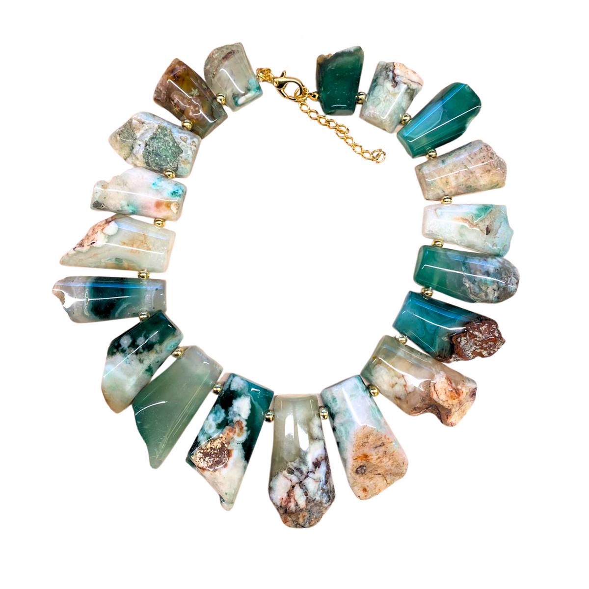 Iara Necklace Natural Green Agate