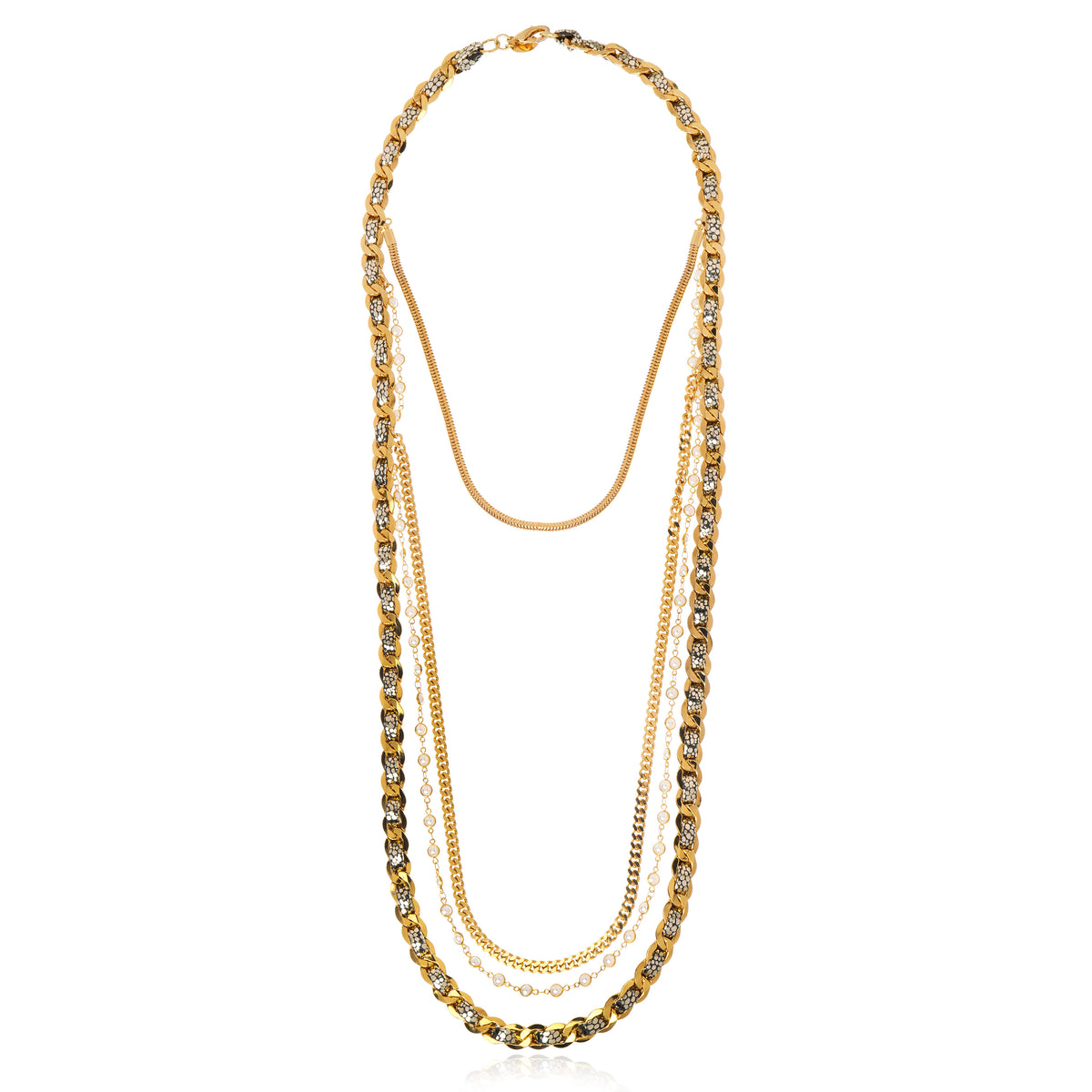 Juno Necklace Dark Leather 18K Gold Plated