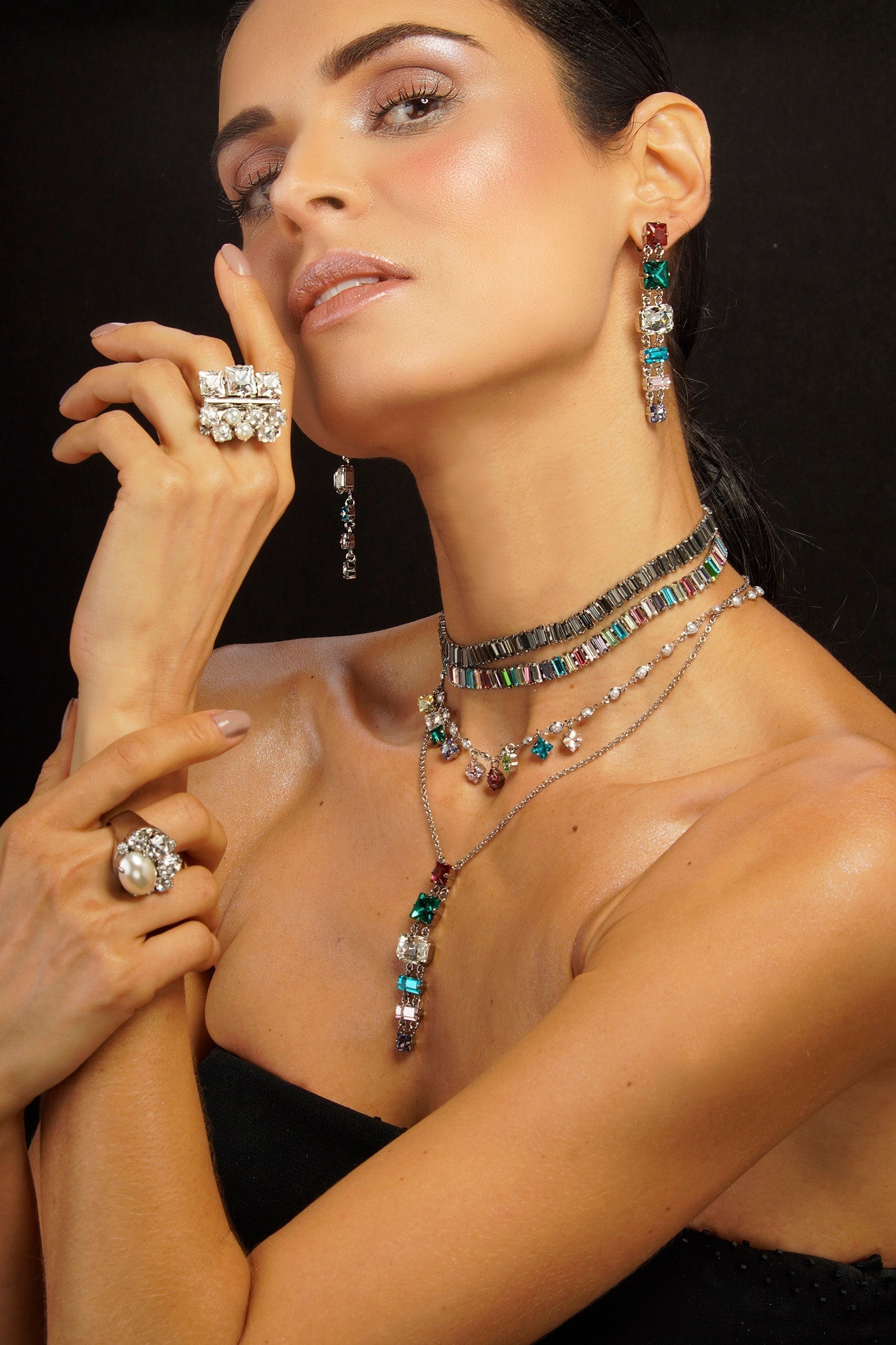 Erica Crystal Necklace - Blue Crystal 18K Gold Plated