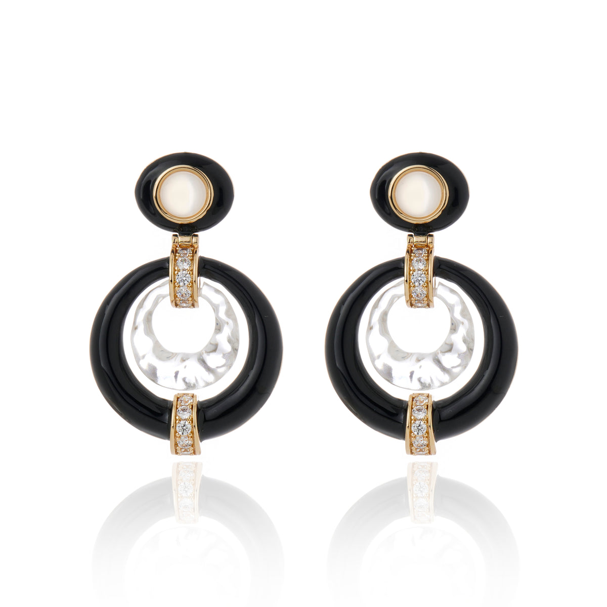 Eclissi Earrings Black Agate 18K Gold Plated