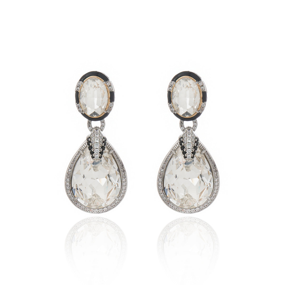 Icona di Cristallo Rhodium Plated Earrings
