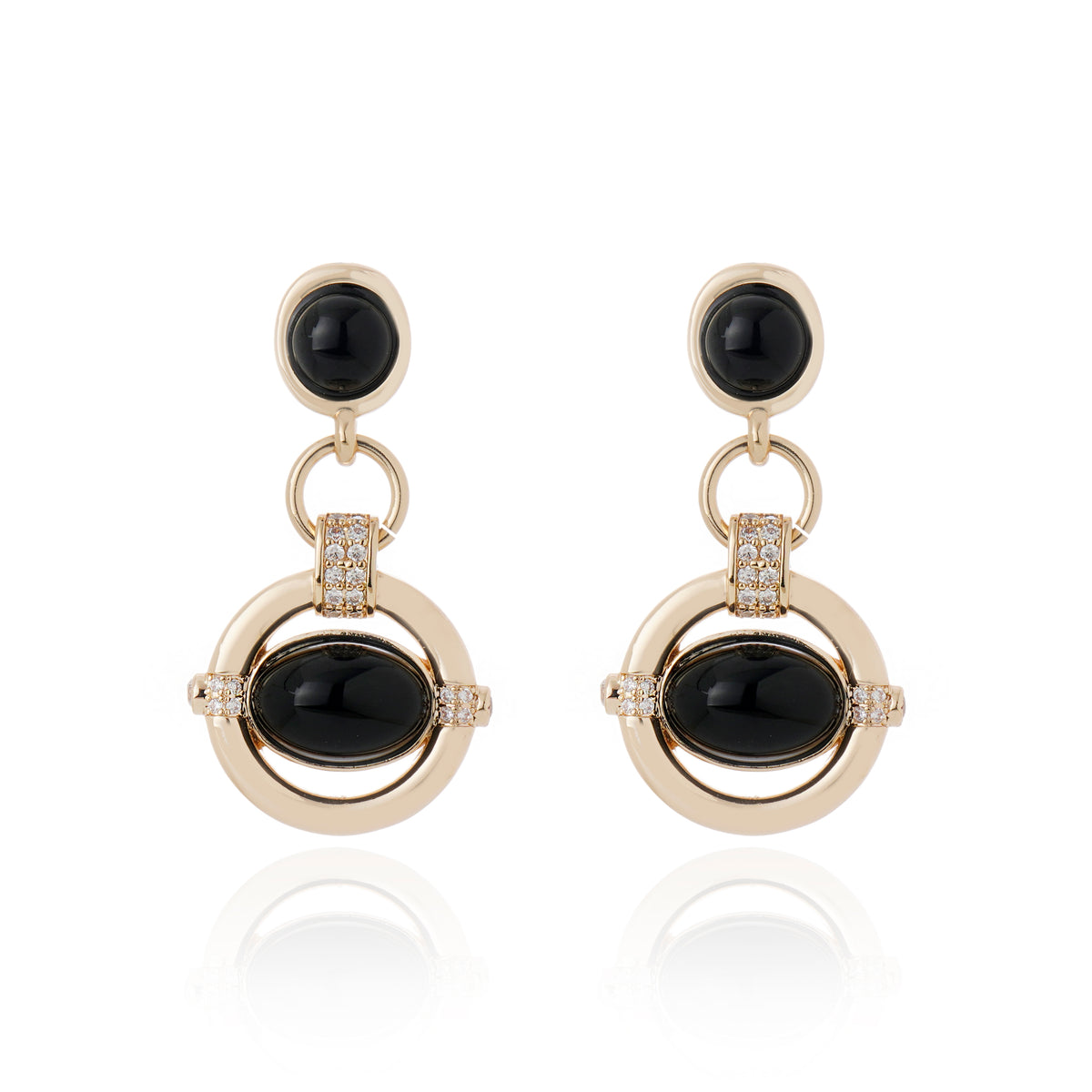 Cerchio di Lusso Black Agate Earrings