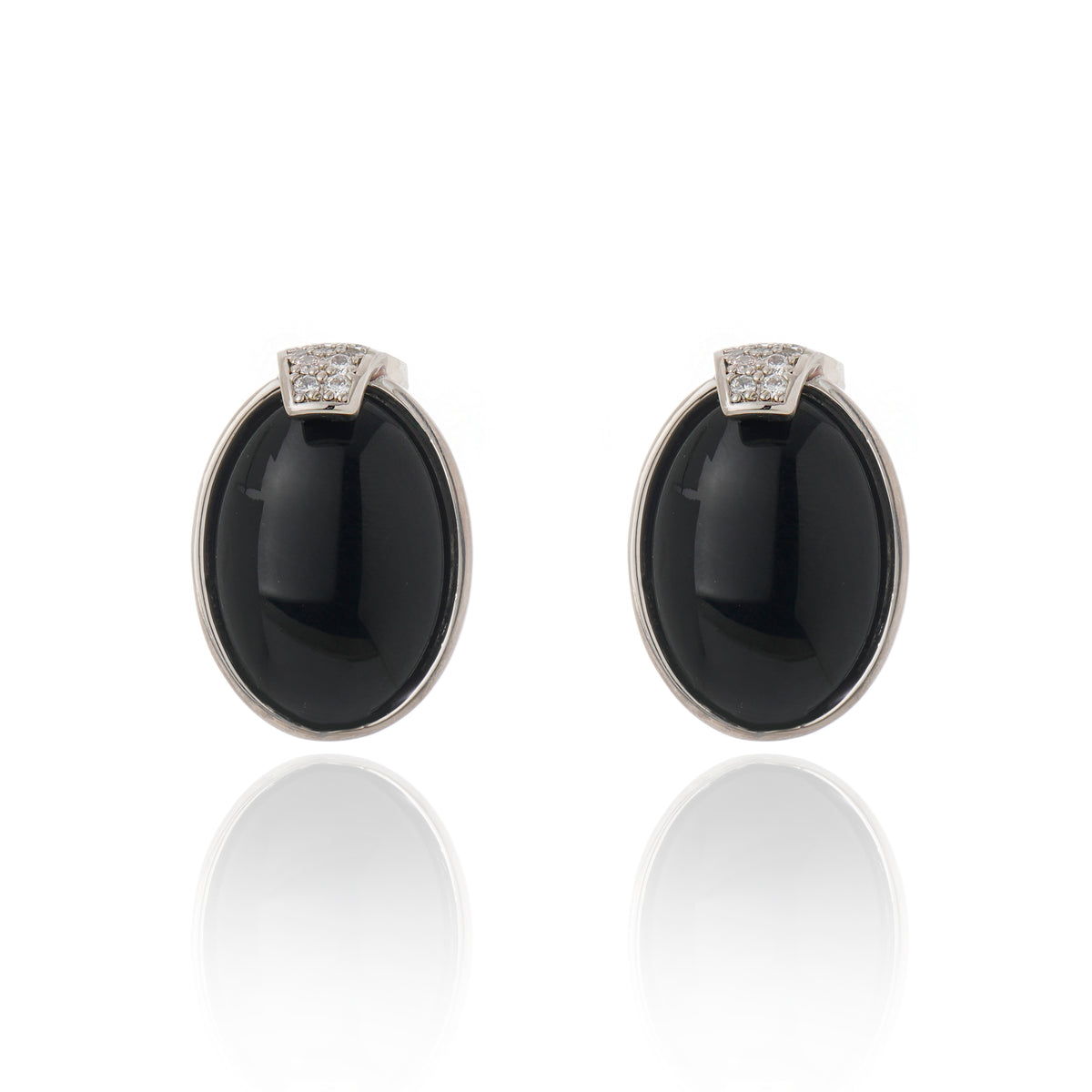 Spendore Earring Black Agate Rhodium Plated