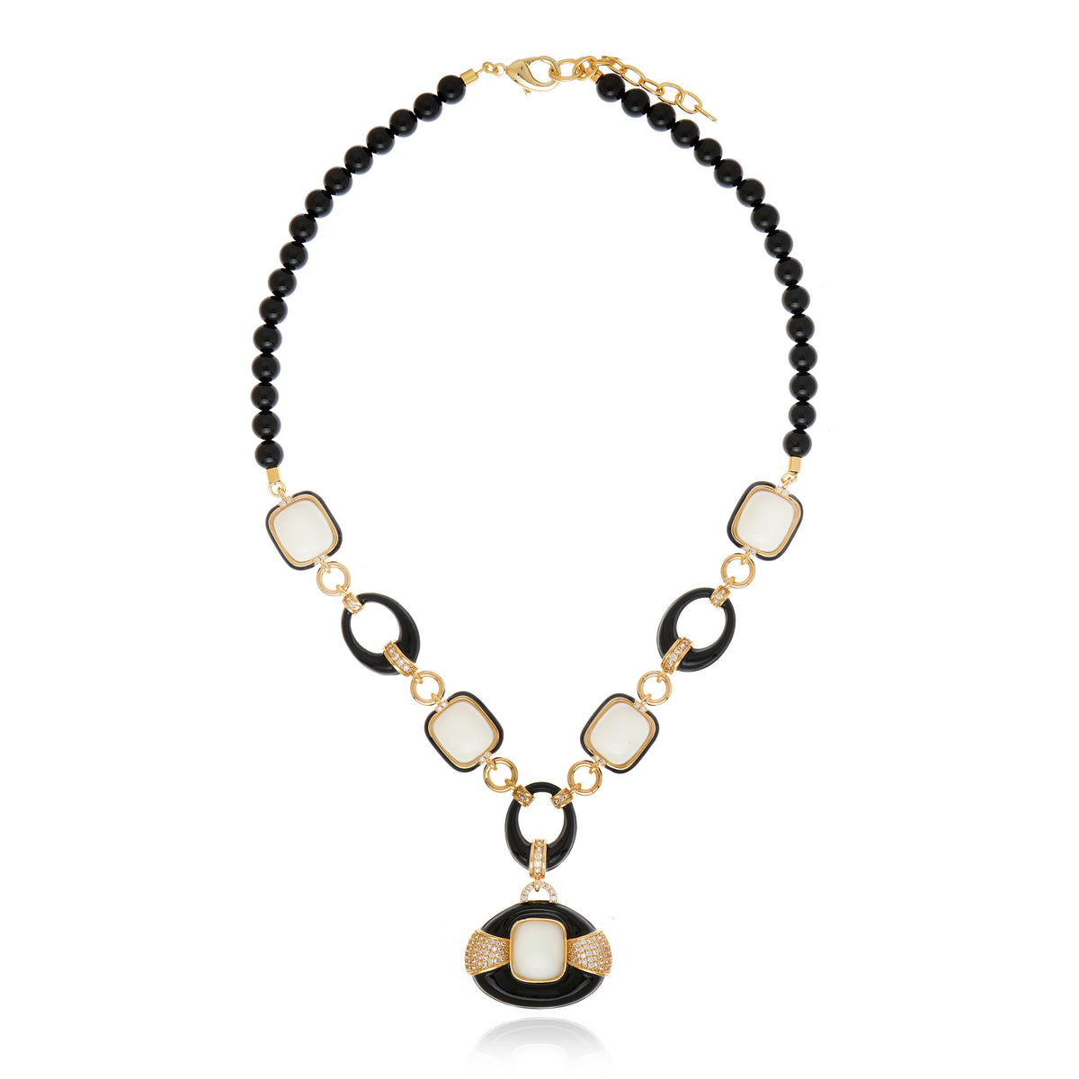 Incanto Necklace Black Agate 18K Gold Plated