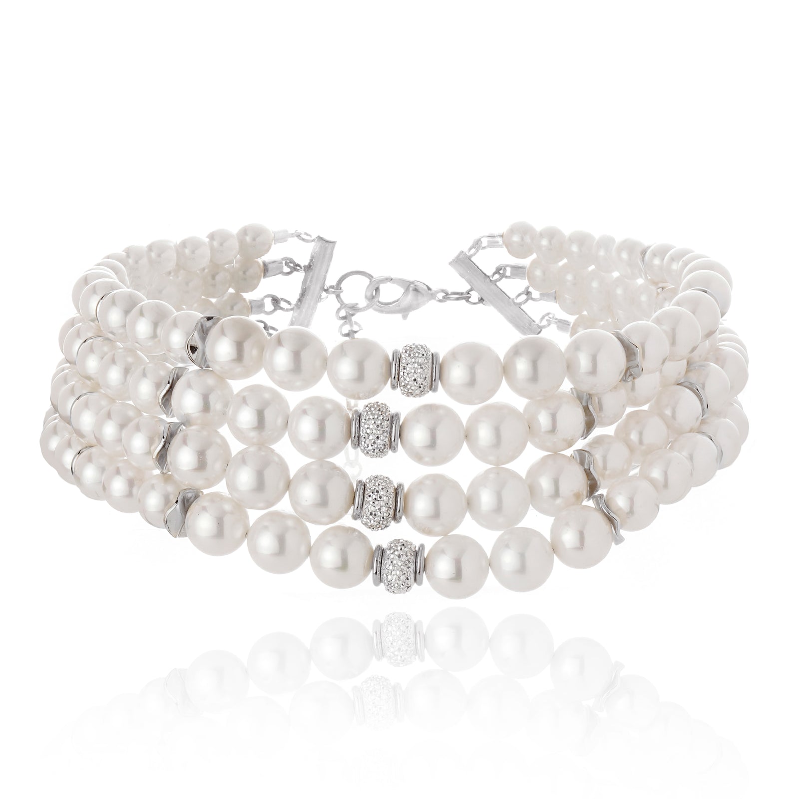 Regina Di Perle Maxi Choker Rhodium Plated