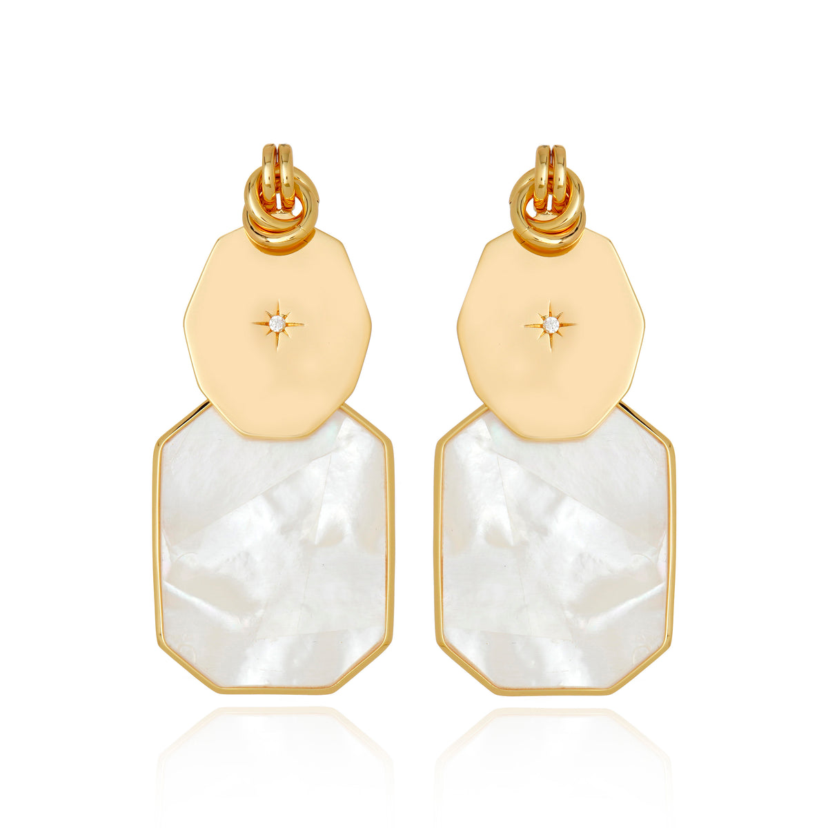 Icon Lux Double Stack White Mother of Pearl Earring
