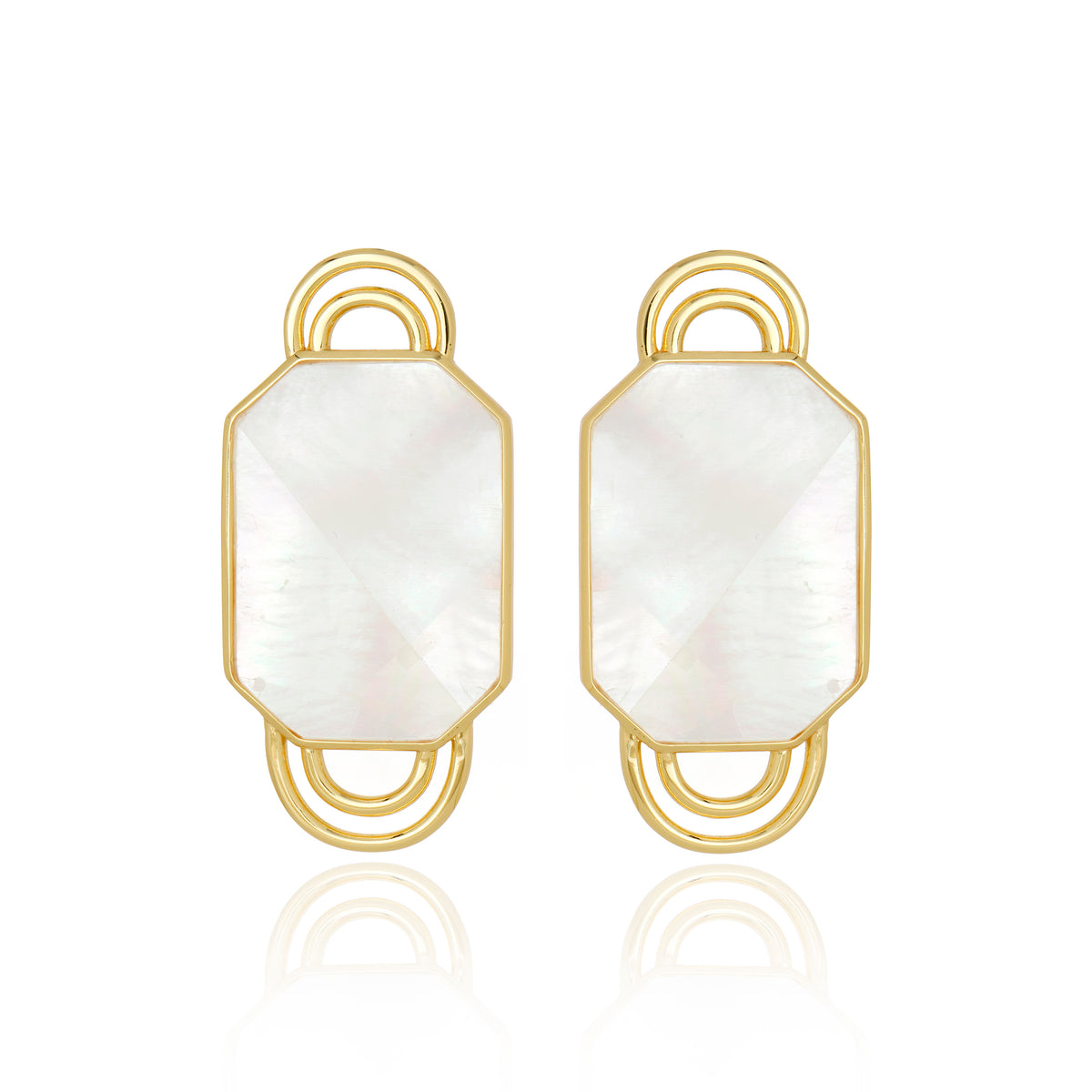 Icon Handle White Mother of Pearl Earring
