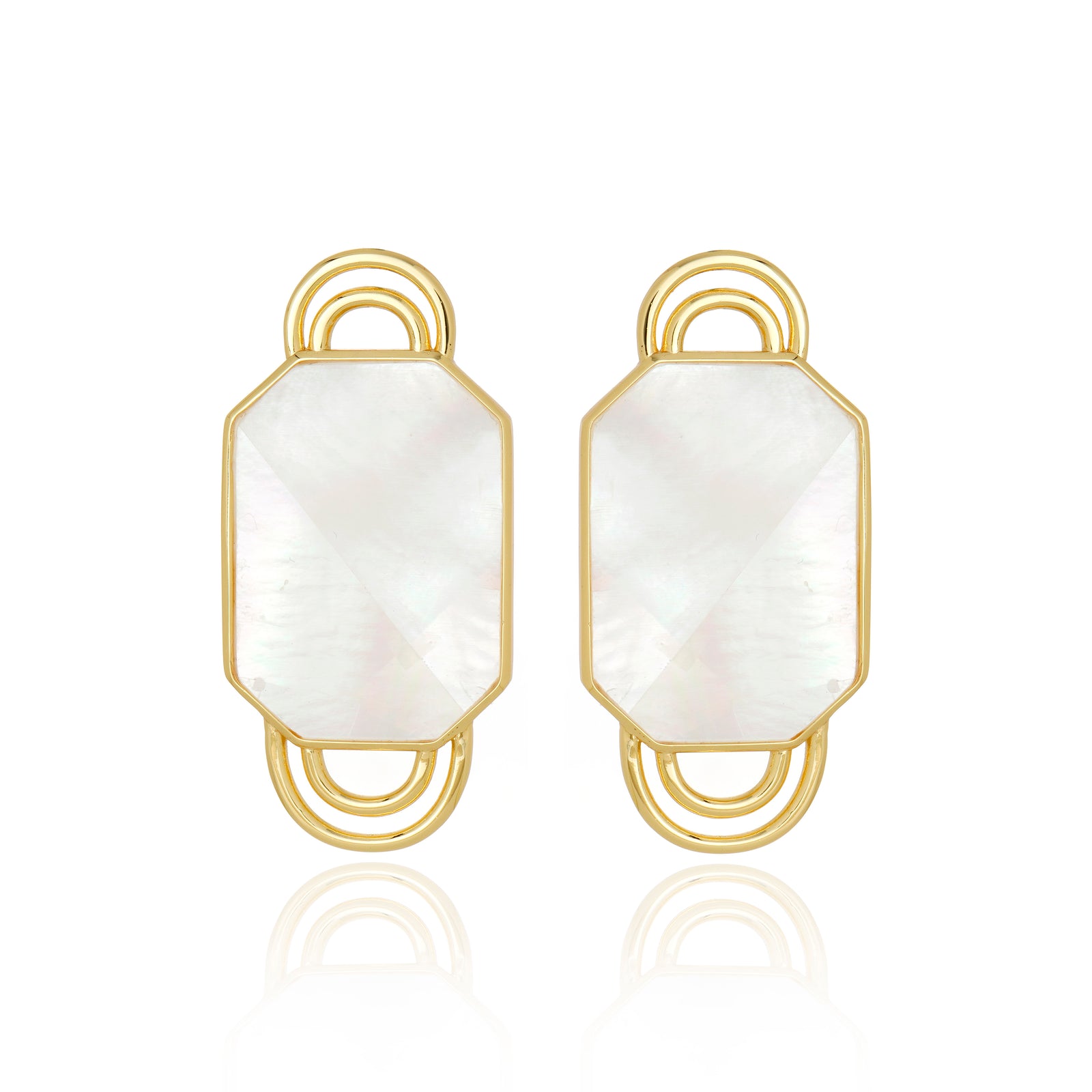 Icon Handle White Mother of Pearl Earring