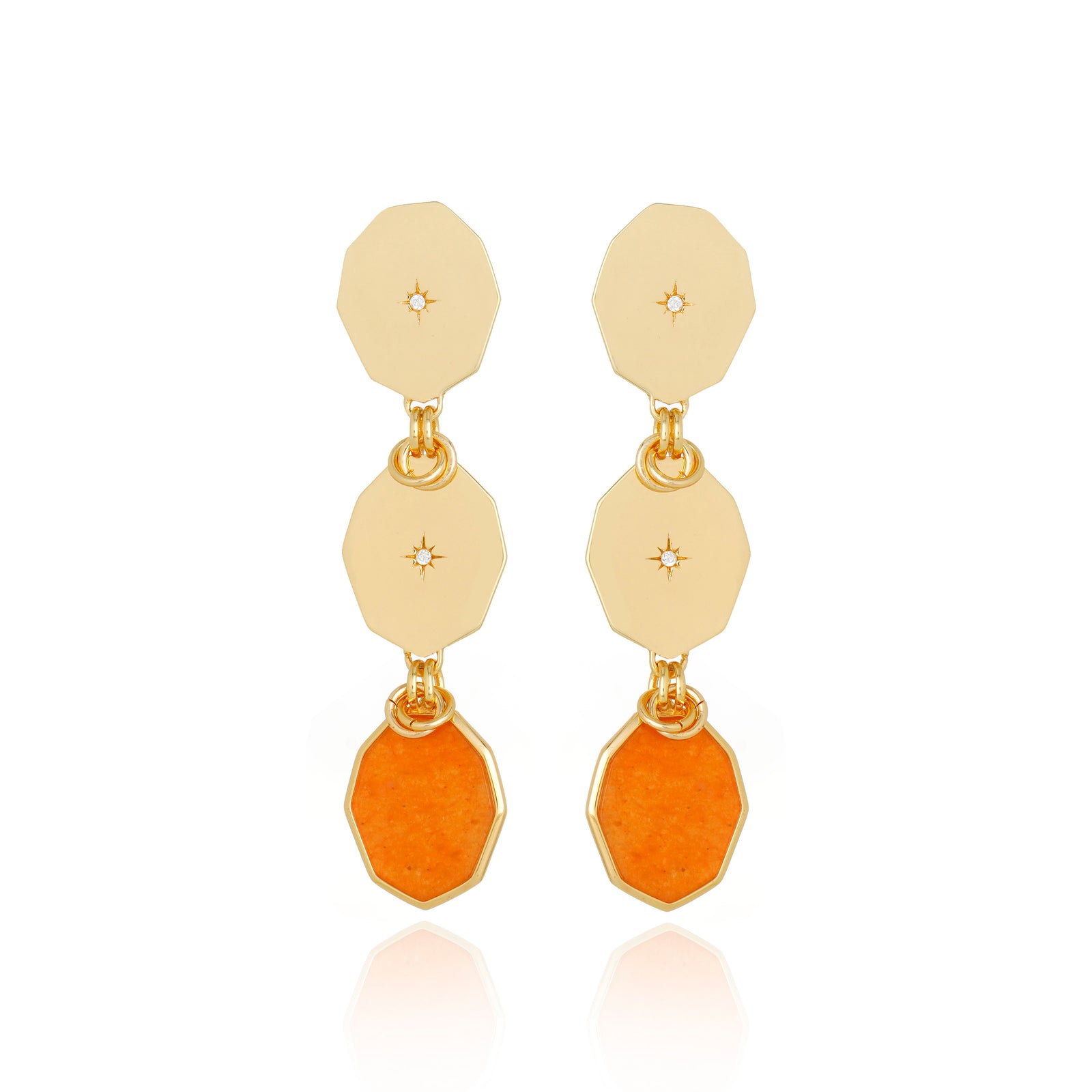 Icon Triple Stack Peach Calcite Earring