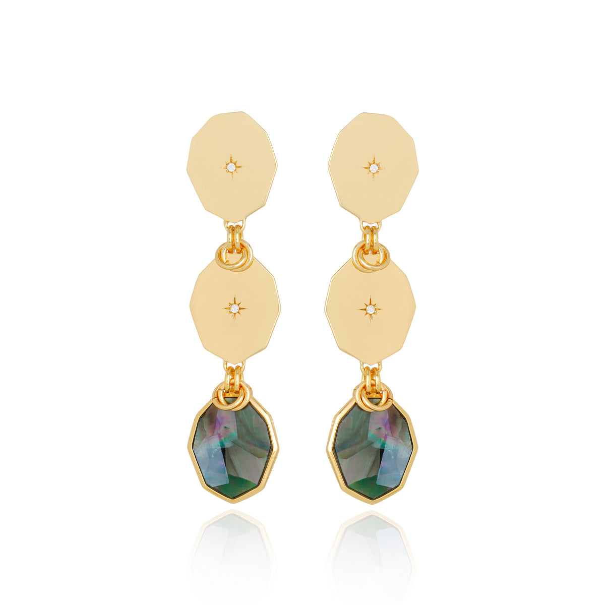 Icon Triple Stack Black MOP Earring