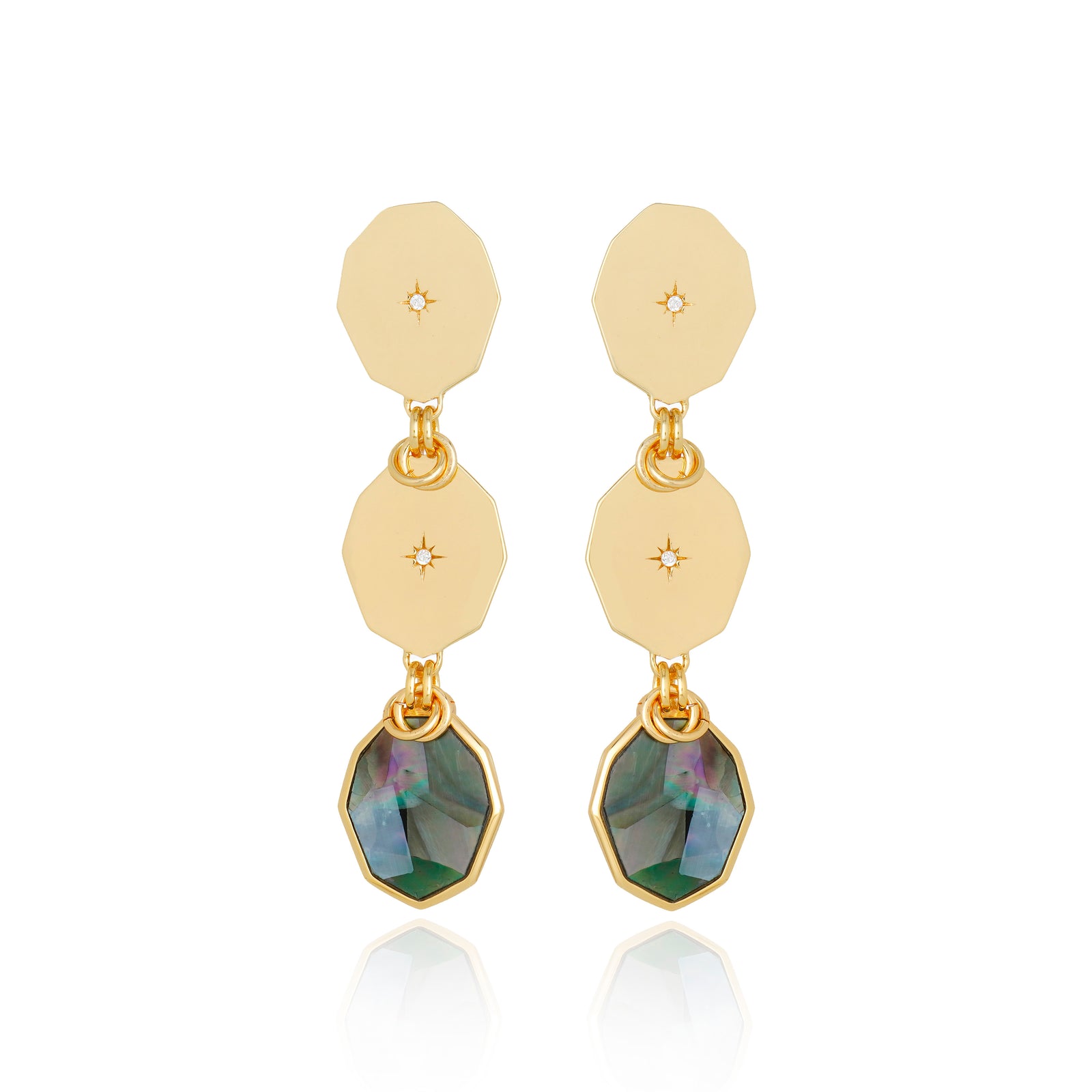 Icon Triple Stack Black MOP Earring