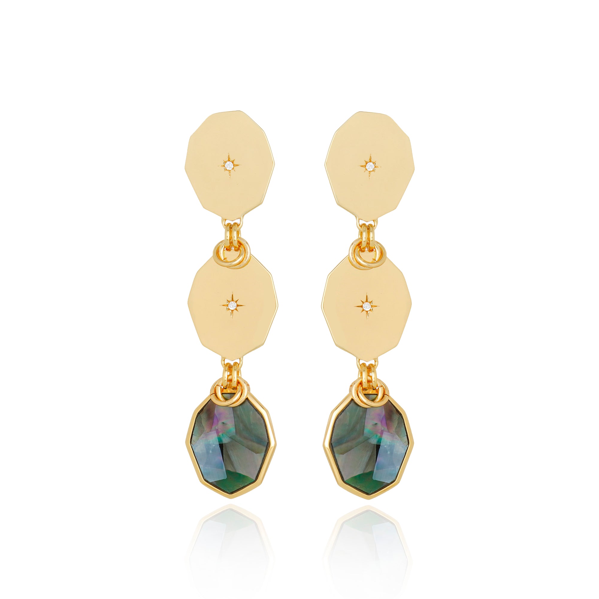 Icon Triple Stack Black MOP Earring