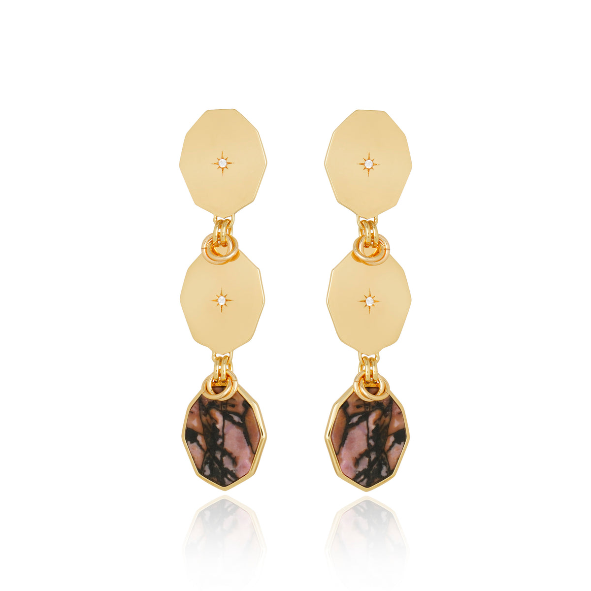 Icon Triple Stack Rhodonite Earring