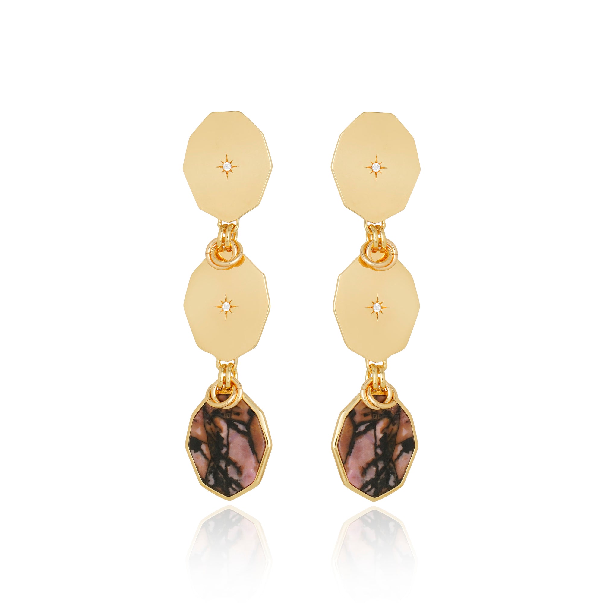 Icon Triple Stack Rhodonite Earring