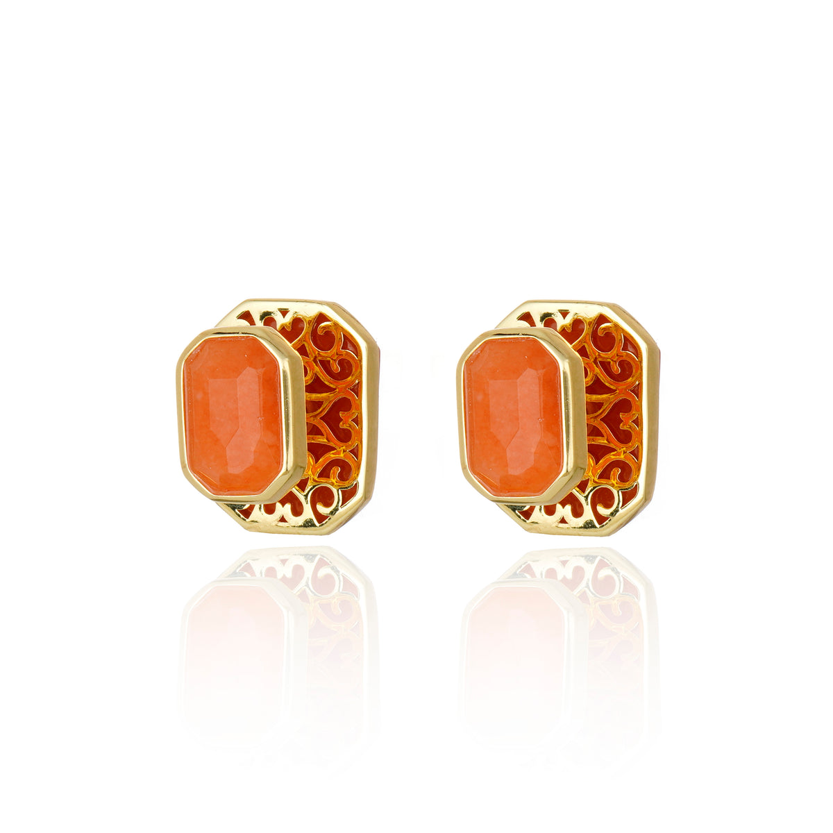 Icon Stud Peach Calcite Earring
