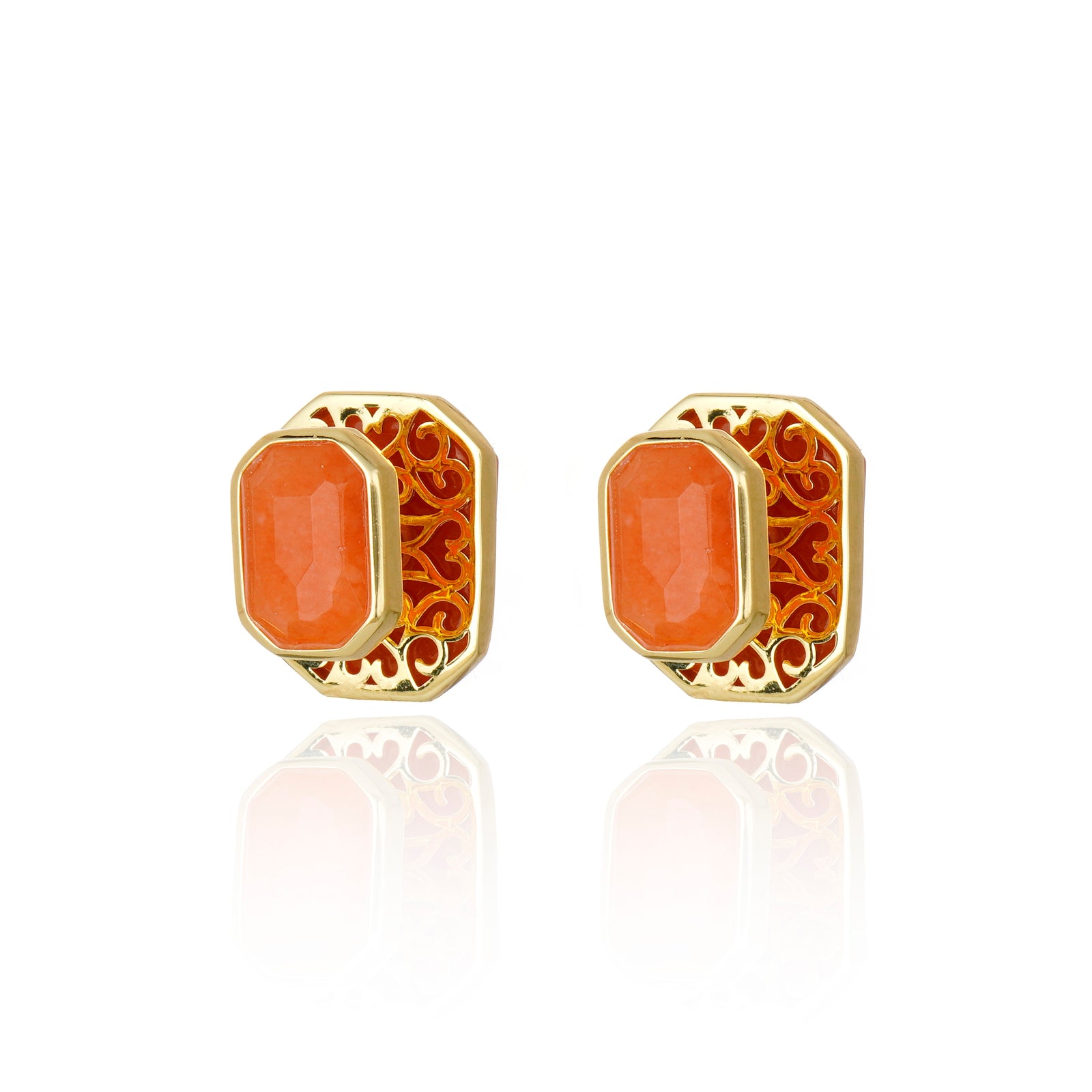 Icon Stud Peach Calcite Earring