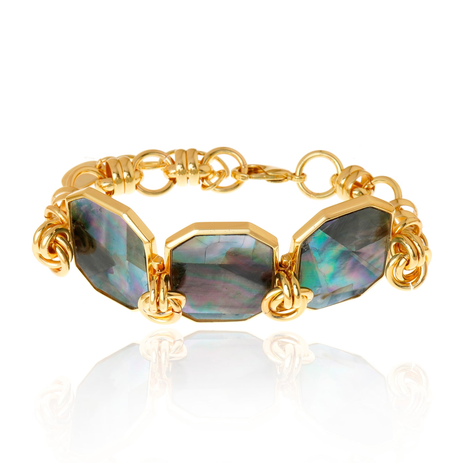 Icon Triple Stones Knot Black Mother of Pearl Bracelet