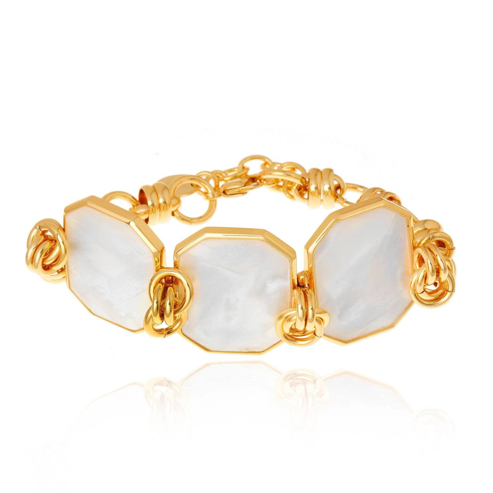 Icon Triple Stones Knot White Mother of Pearl Bracelet