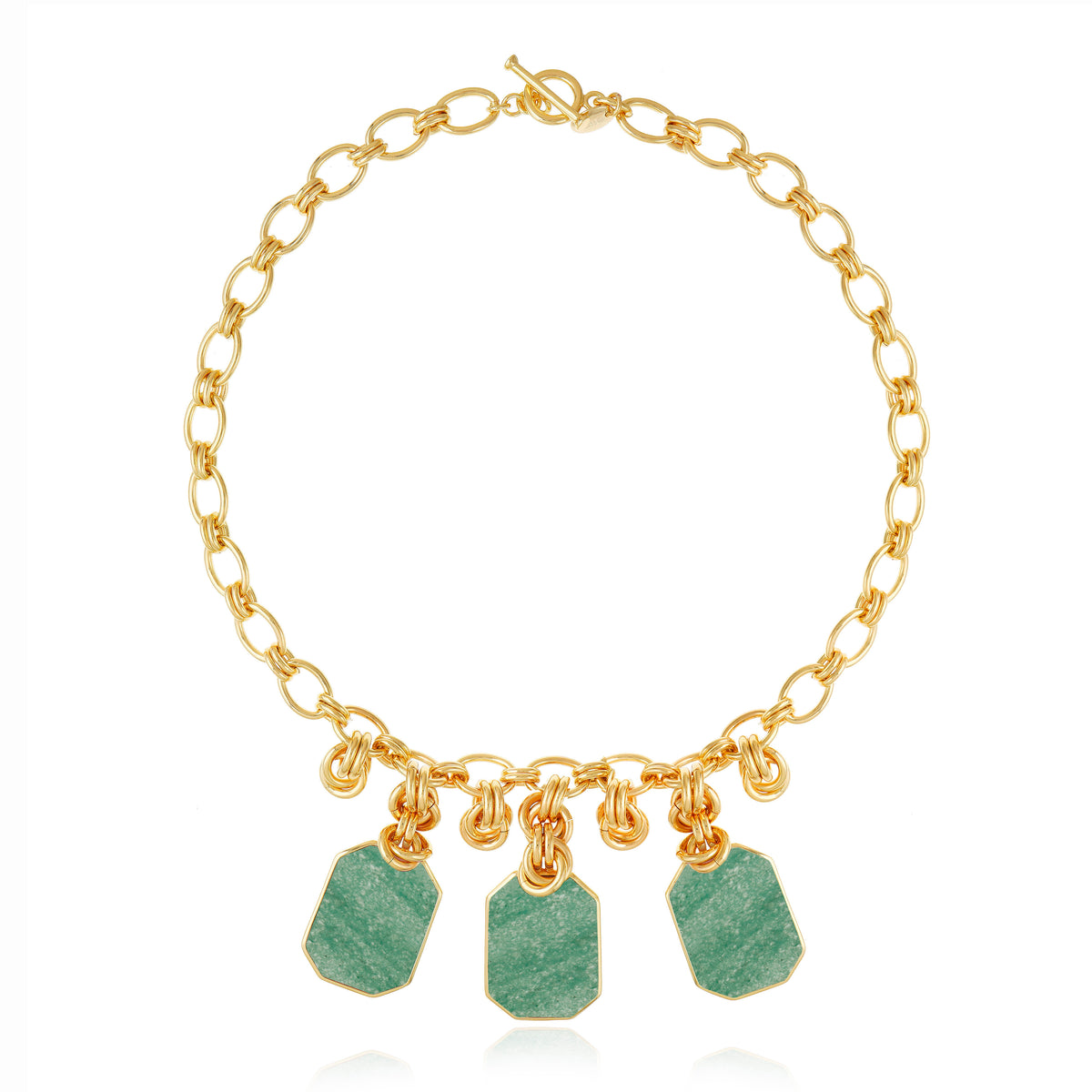 Icon Triple Pendant Green Aventurine Necklace