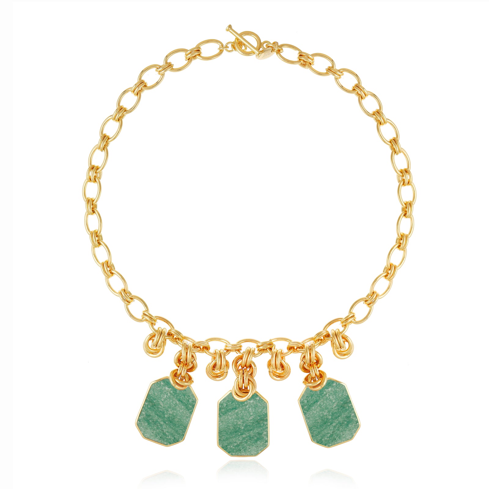 Icon Triple Pendant Green Aventurine Necklace