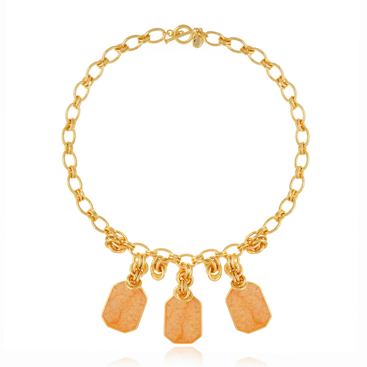 Icon Triple Pendant Peach Calcite Necklace