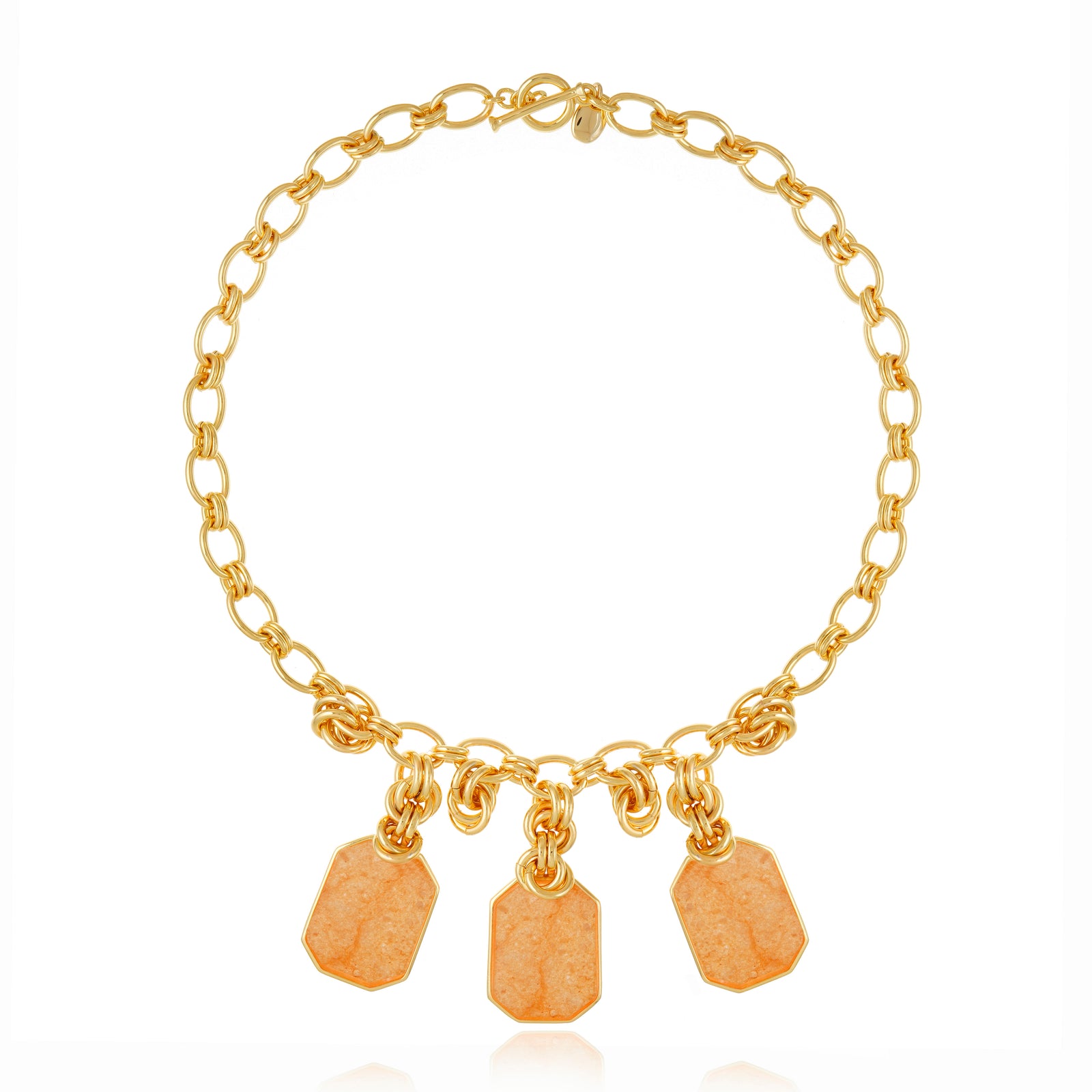 Icon Triple Pendant Peach Calcite Necklace