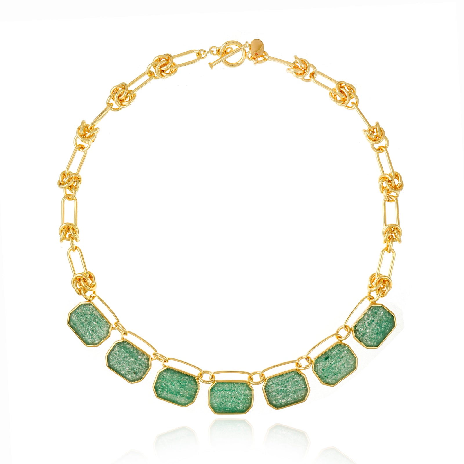 Icon Seven Stones Link Green Aventurine Necklace