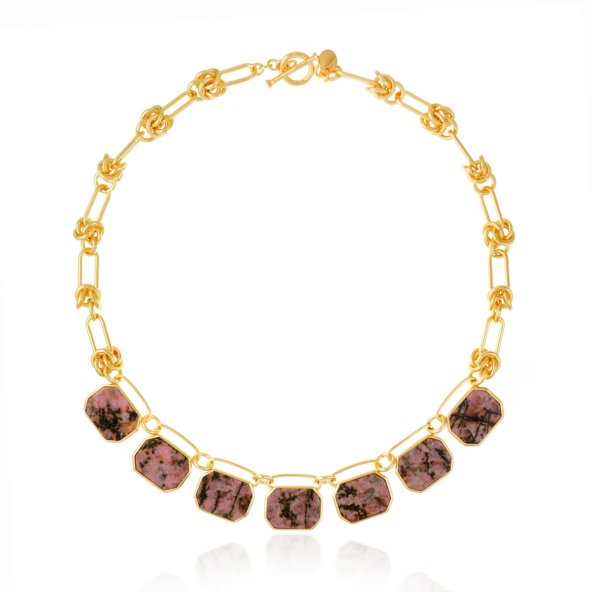Icon Seven Stones Link Rhodonite Necklace