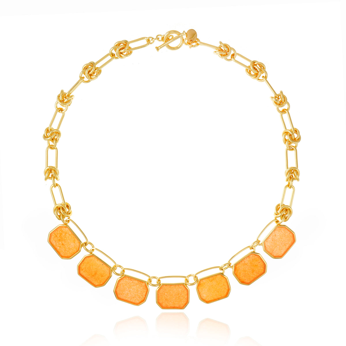 Icon Seven Stones Link Peach Calcite Necklace
