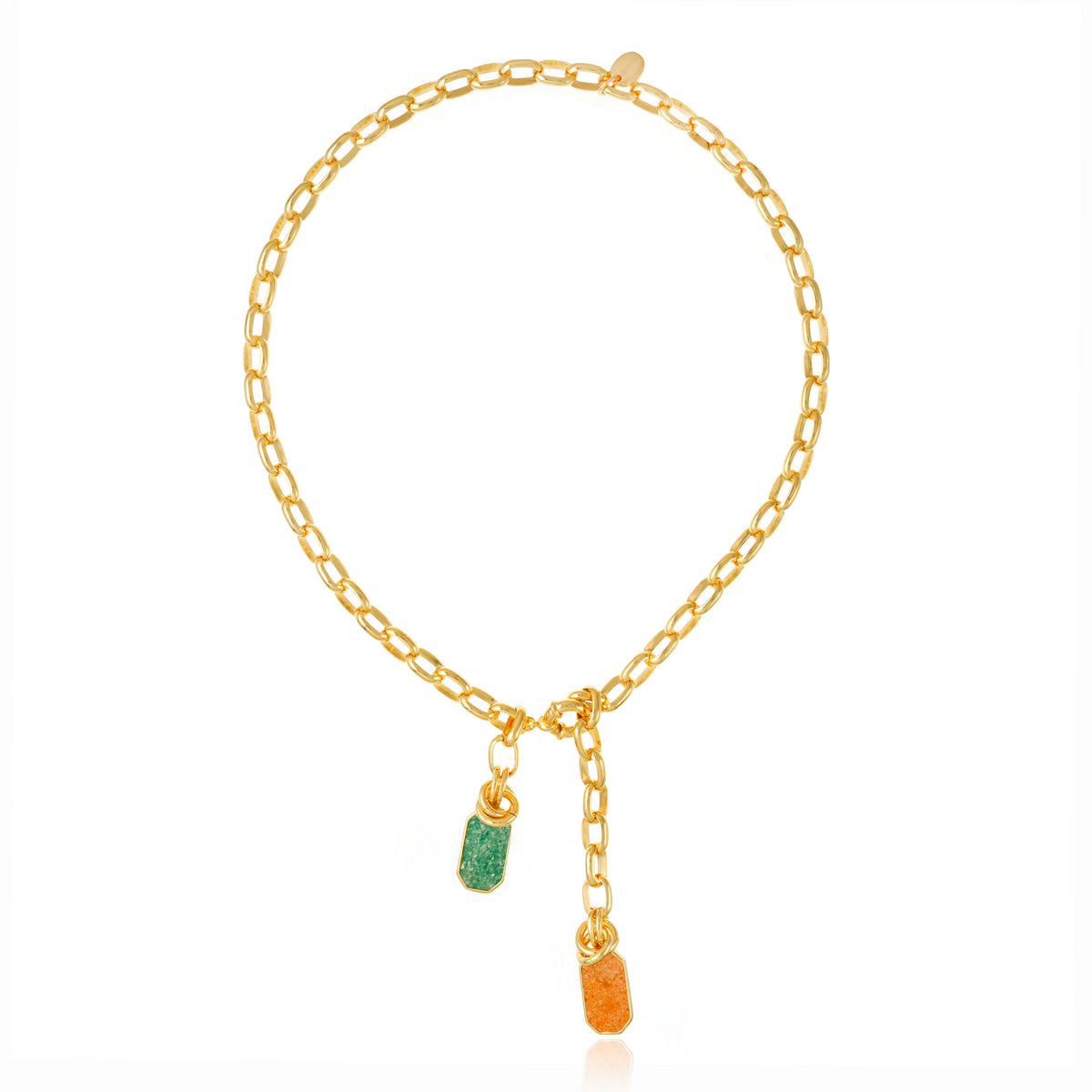 Icons Pendant Peach Calcite and Green Aventurine Necklace